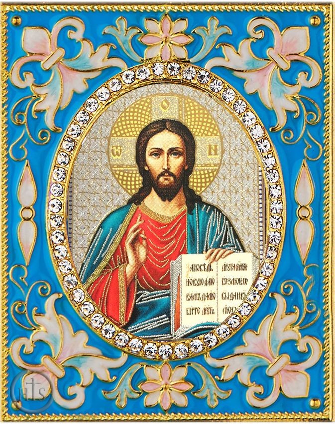 Picture - Christ The Teacher,   Enameled Framed Icon Pendant with Stand