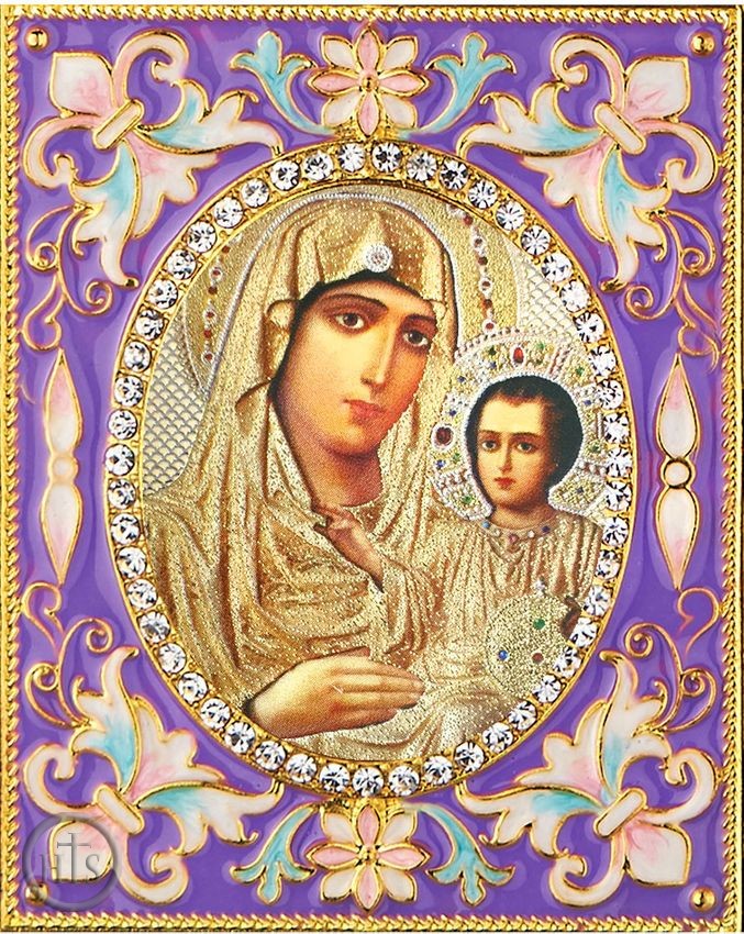 HolyTrinityStore Picture - Virgin of Jerusalem,   Enameled Framed Icon Pendant