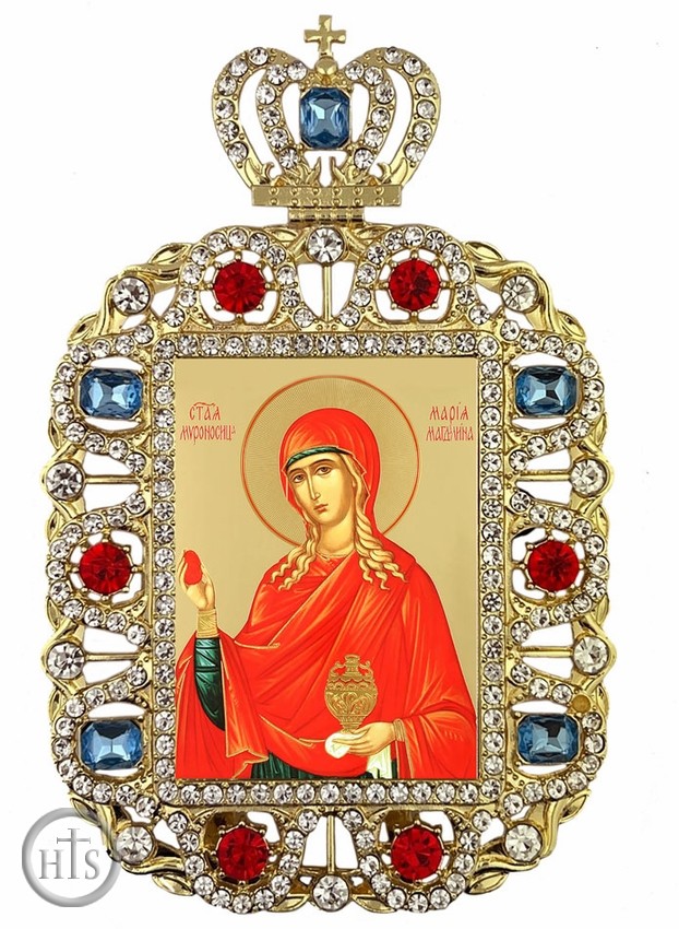 HolyTrinity Pic - Saint Mary Magdalene, Jeweled Framed Icon With Crown