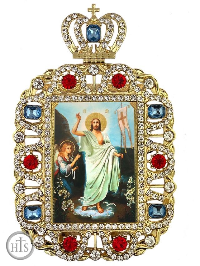 Picture - The Resurrection, Jeweled Framed Icon With Crown