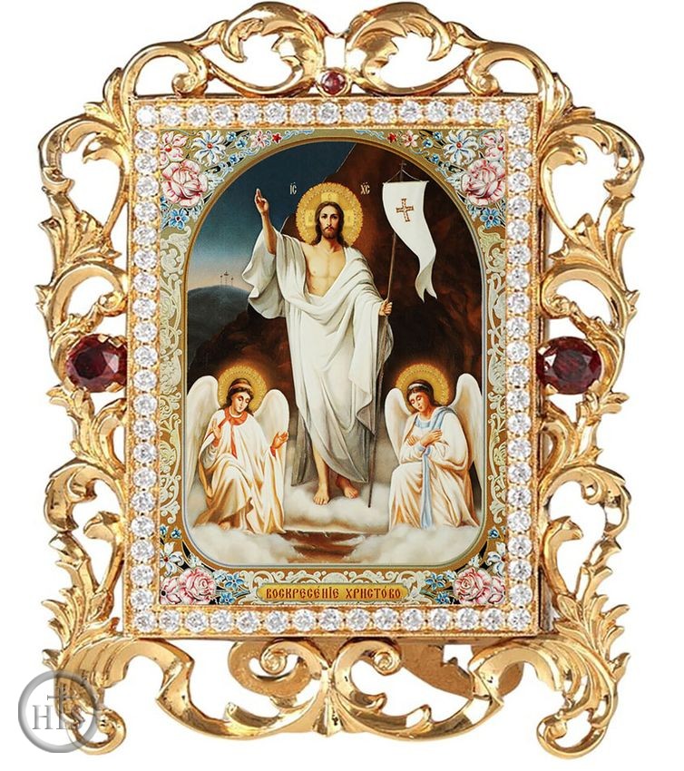 Product Image - The Resurrection, Jeweled Framed Icon With Stand and Chain