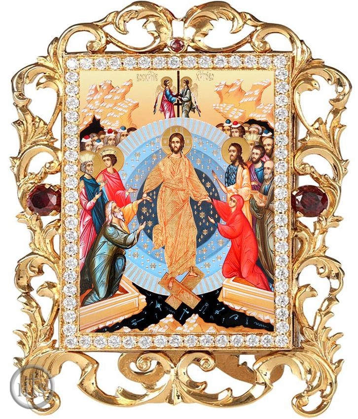 Photo - Resurrection, Decent Into Hell, Framed Icon w/ Stand and Chain