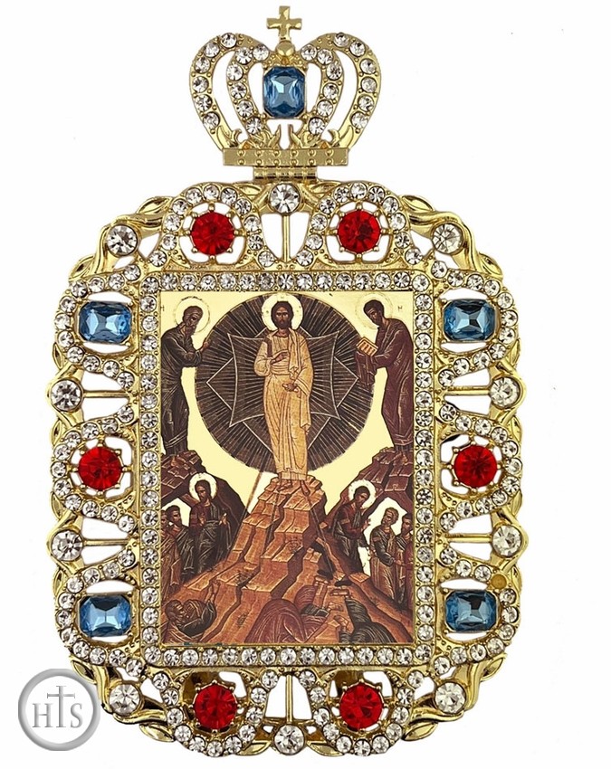 Product Photo - The Transfiguration, Jeweled Framed Icon With Crown