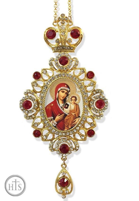 Product Image - Virgin of Smolensk, Jeweled Icon Ornament / Red Crystals