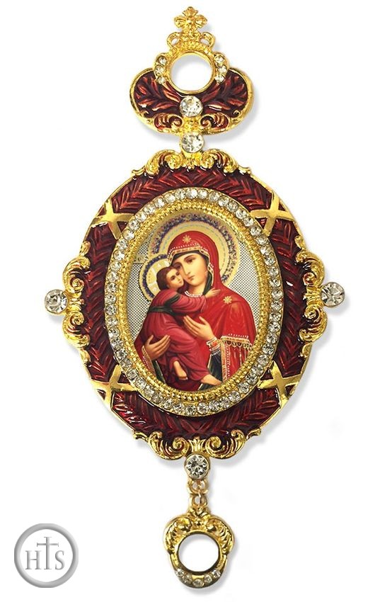 Product Picture - Virgin of Vladimir,   Enameled Jeweled Icon Ornament