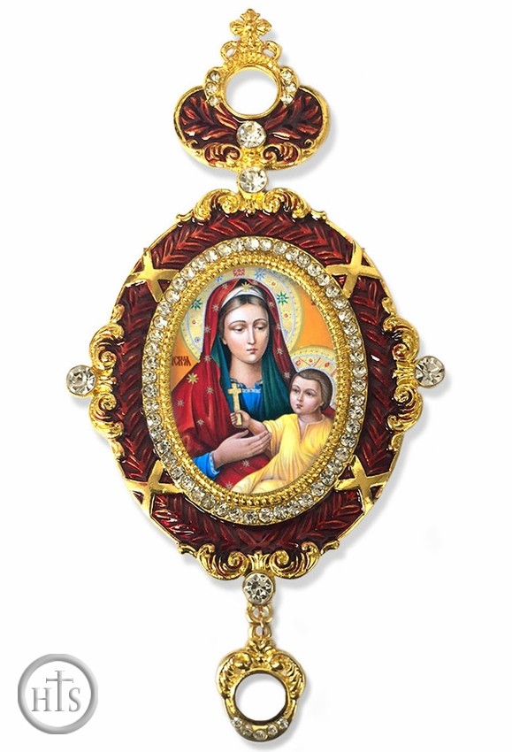 Product Pic - Virgin Mary and Child, Enameled Jeweled Icon Ornament
