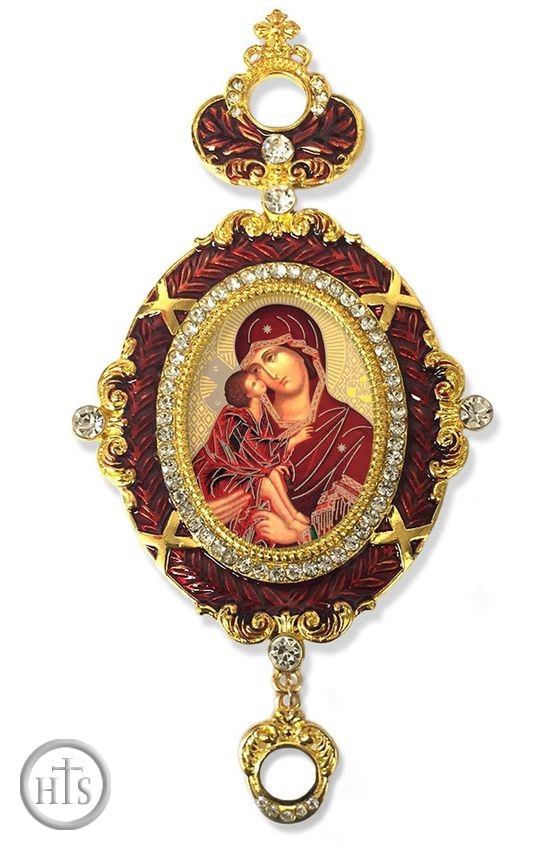 HolyTrinity Pic - Virgin Mary of Don,  Enameled Jeweled Icon Ornament