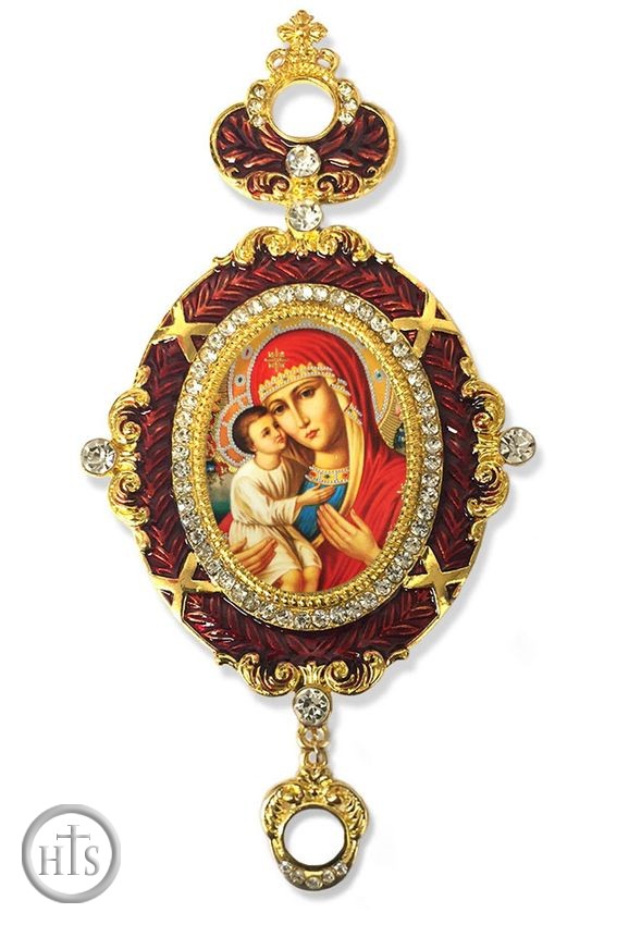 Product Image - Virgin Mary Zirovitskaya,   Enameled Jeweled Icon Ornament