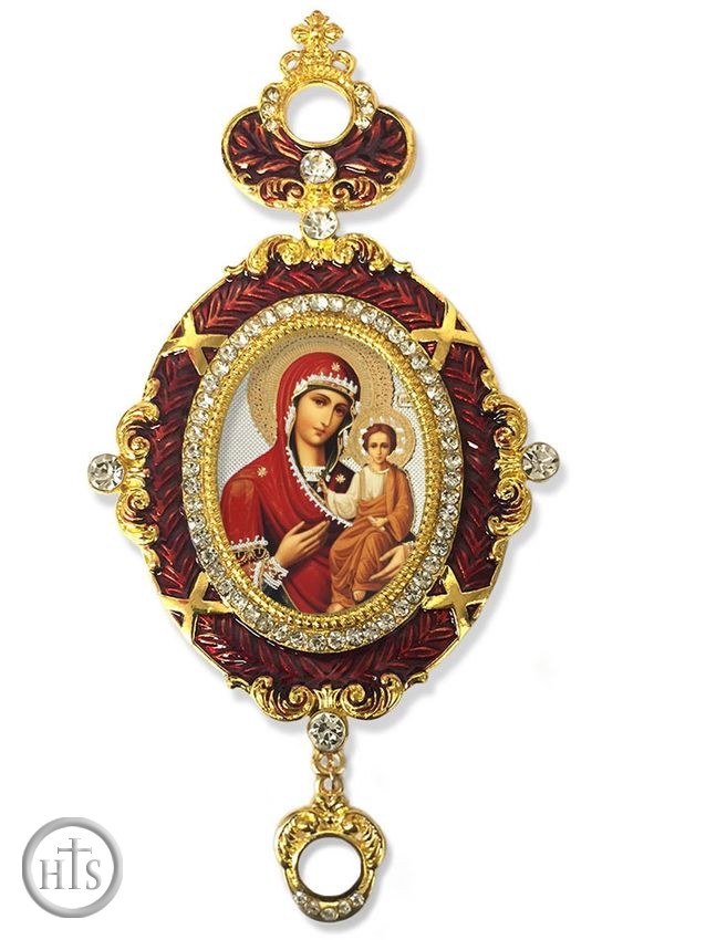 Product Image - Virgin Mary of Smolensk,    Enameled Jeweled Icon Ornament