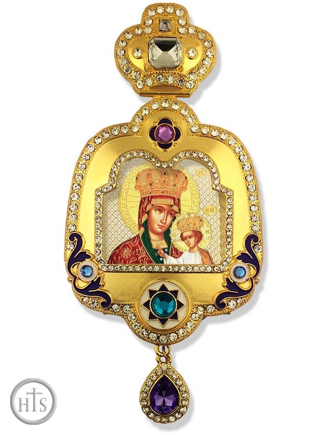 Pic - Virgin Mary Ozeryanskaya, Enameled Framed Icon Ornament