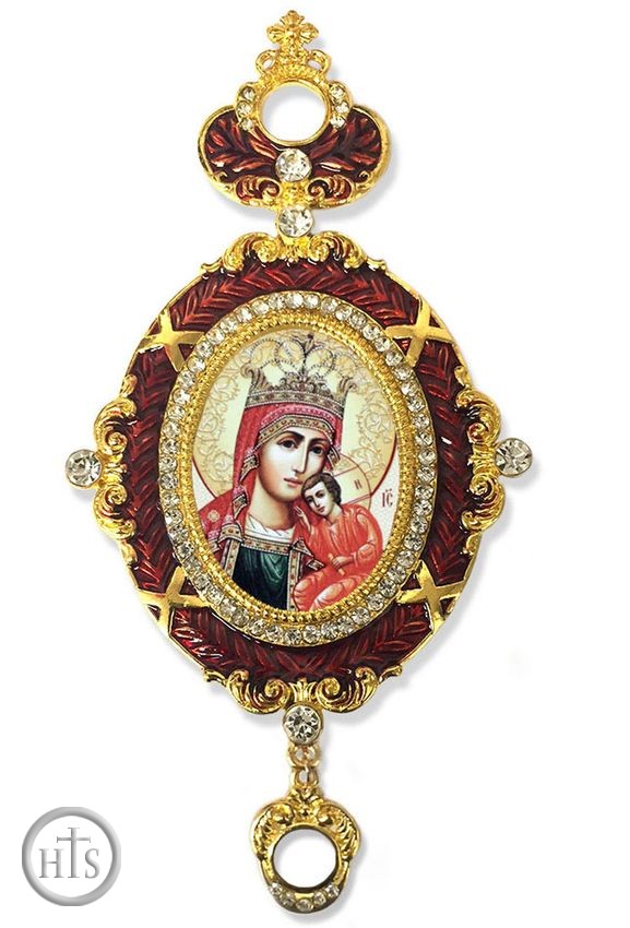 Product Picture - Virgin Mary and Christ, Enameled Jeweled Icon Ornament 