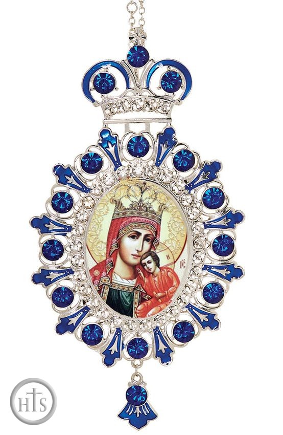 Product Image - Virgin Mary and Christ, Jeweled  Icon Ornament with Chain
