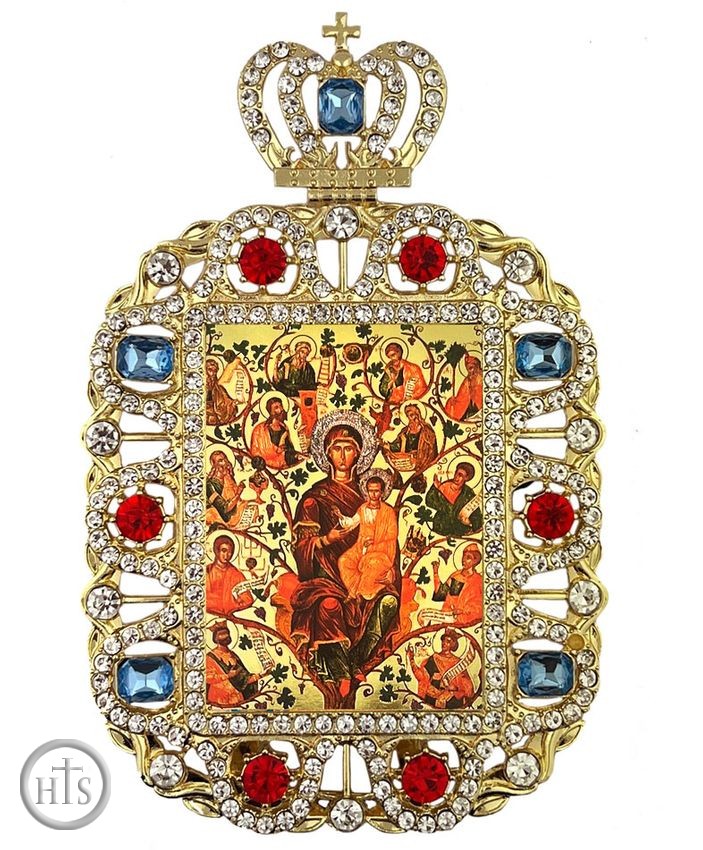 Product Image - Tree of Jesse, Jeweled Framed Greek Byzantine Icon With Crown
