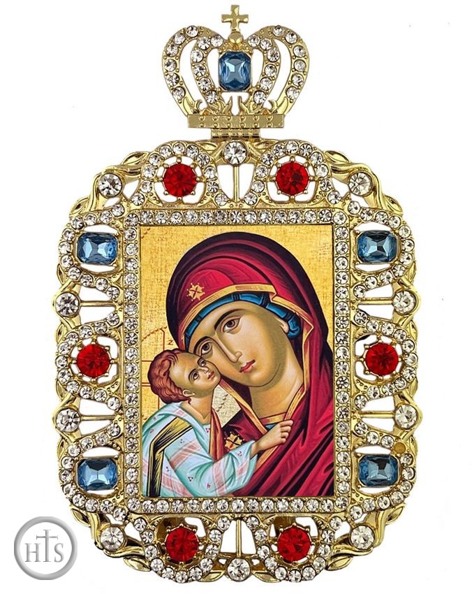 Photo - Virgin and Child Sweet Kissing, Jeweled Framed Icon With Crown