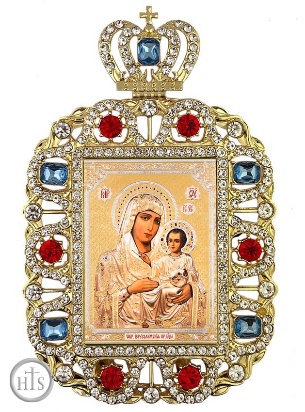 Product Picture - Virgin of Jerusalem, Jeweled Framed Icon With Crown