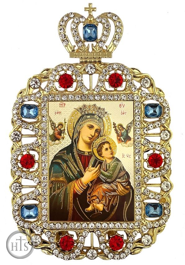 HolyTrinity Pic - Virgin Mary Perpetual Help, Jeweled Framed Icon With Crown