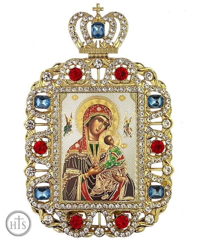 Product Photo - Virgin of Passions, Jeweled Framed Icon With Crown