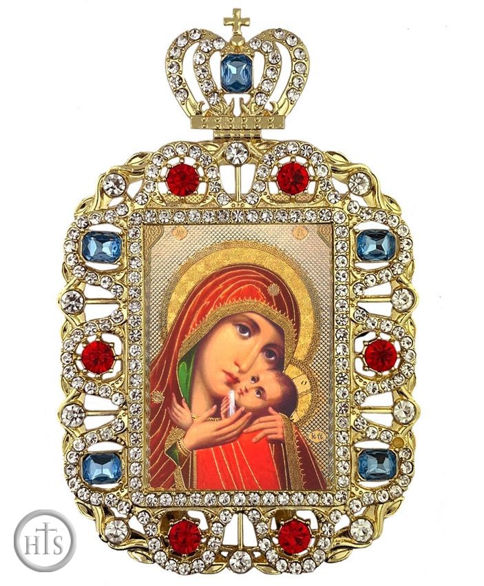 Pic - Virgin Mary Kasperovskaya, Jeweled Framed Icon With Crown
