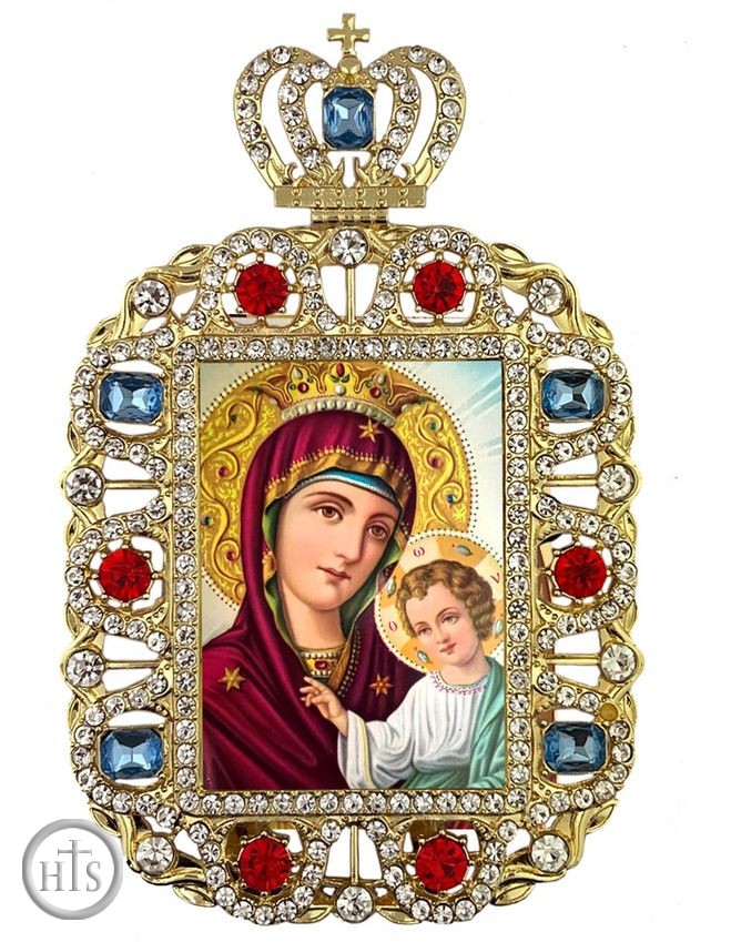 Image - Virgin Mary and Child, Jeweled Framed Icon With Crown