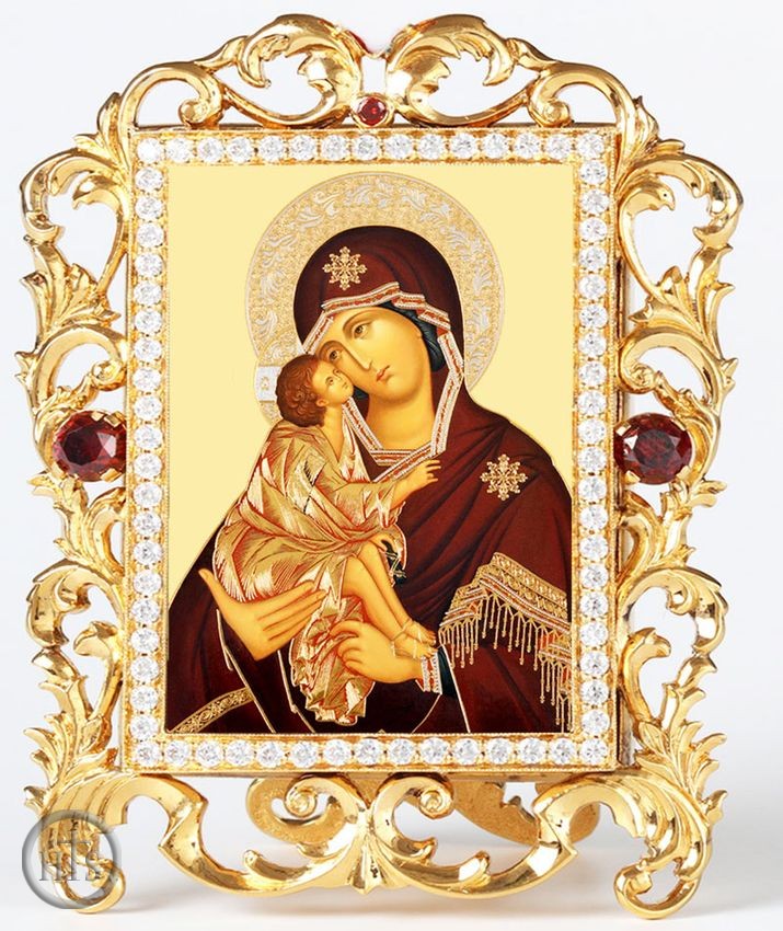 Product Picture - Virgin of Don, Jeweled Framed Icon With Stand and Chain