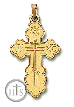 Picture - Three Barred Christian Orthodox Cross 14KT Gold,