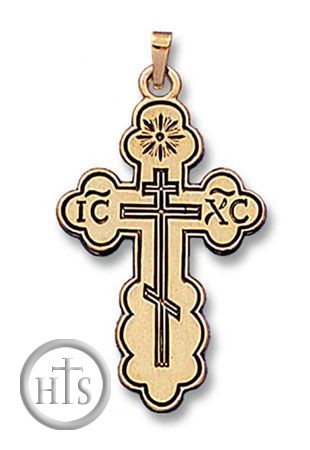 Product Photo - Three Barred Christian Orthodox Cross, Gold 14KT