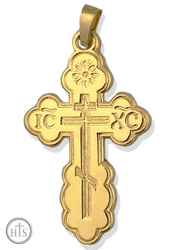 HolyTrinityStore Image - Three Barred Orthodox Cross, Gold 14KT