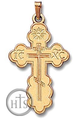 Photo - Three Barred Orthodox Cross,  14KT Gold, Small