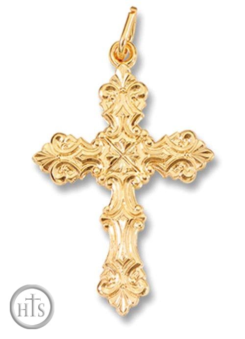 Picture - Sterling Silver 24kt Gold Plated Orthodox Cross 