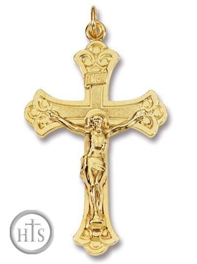 Photo - Sterling Silver 24kt Gold Plated Cross with Corpus Crucifix