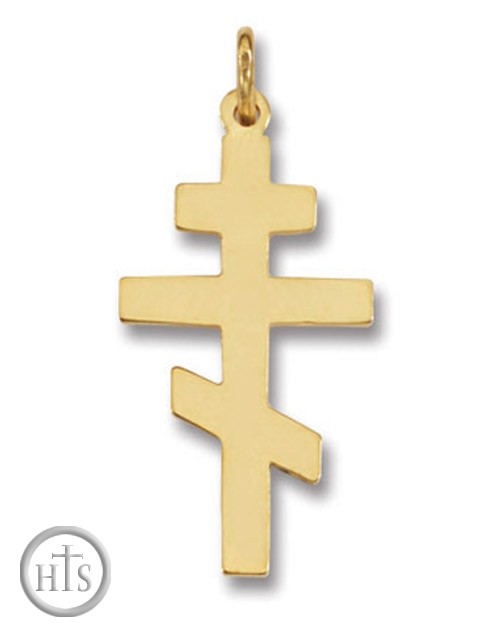 Photo - Plain Three Barred Sterling Silver 24kt Gold Plated Cross 