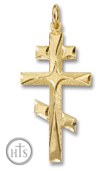 Product Pic - Three Barred Sterling Silver 24kt Gold Plated Cross 