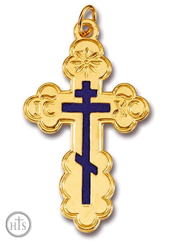 Product Image - Three Barred  St. Olga Orthodox Cross, Sterling Silver, Gold Plated 