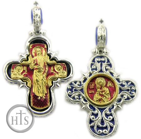 Photo - Christ Almighty  and Virgin of Vladimir, Reversible Enameled Cross