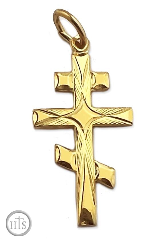 HolyTrinityStore Photo - Three Barred Sterling Silver, 24kt Gold Plated Cross 