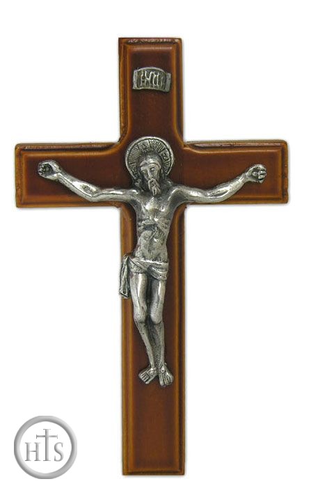 Picture - Greek Style Wooden Cross with Metal Corpus Crucifix