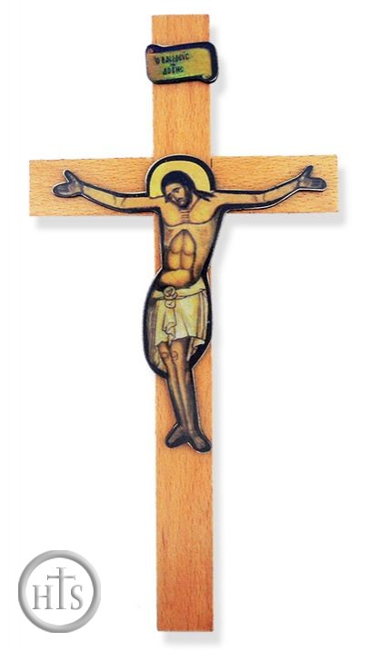 HolyTrinity Pic - Wooden Wall Cross with Serigraph Corpus Crucifix