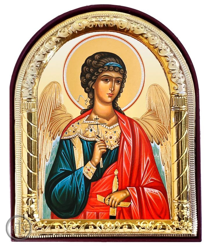 Product Photo - Guardian Angel, Arched Orthodox Icon with Stand 