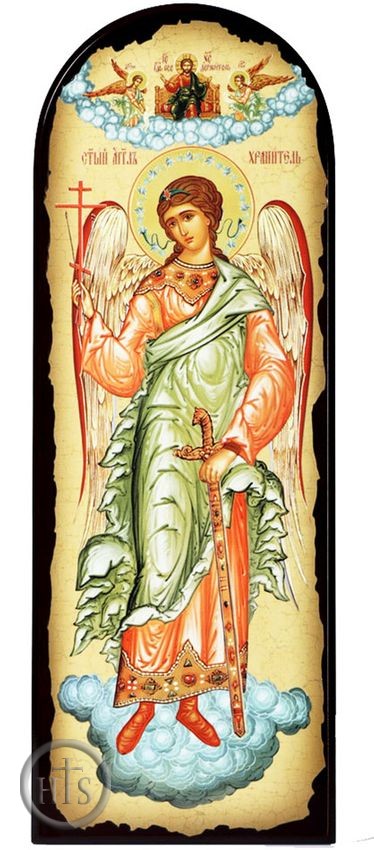 HolyTrinity Pic - Guardian Angel, Gold Foil Panel Icon, Embossed Printing