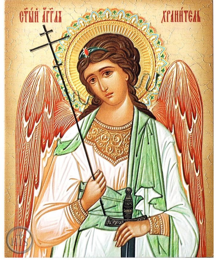 Pic - Guardian Angel, Embossed Printing on Wood, Orthodox Icon