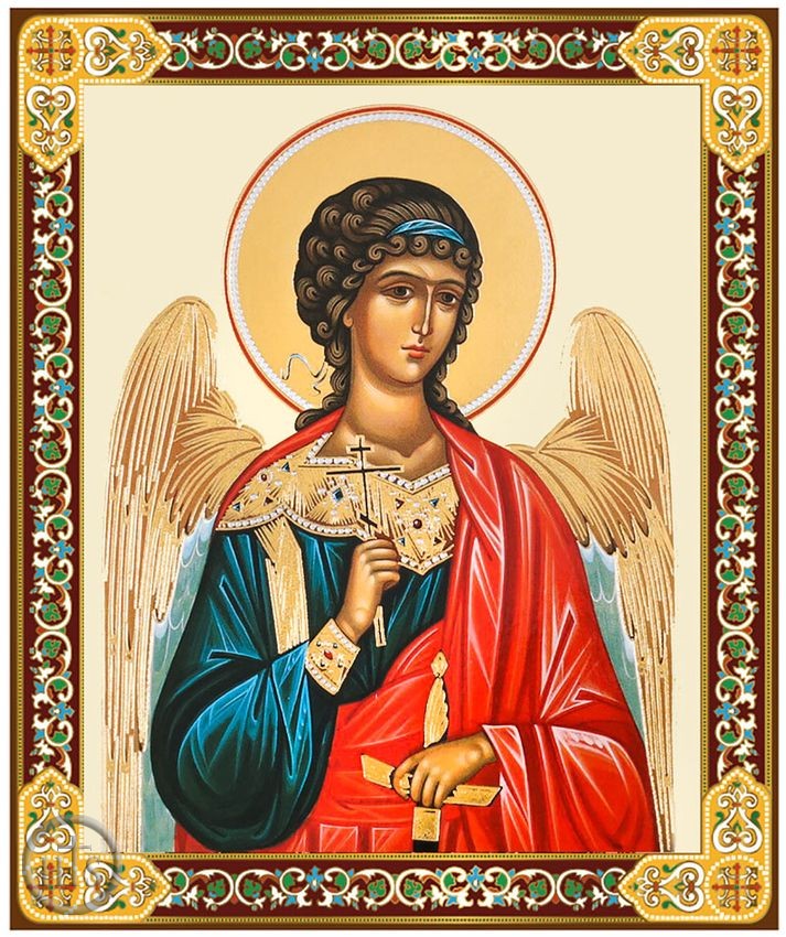 Picture - Guardian Angel, Gold Foil Orthodox Icon with Stand, Medium