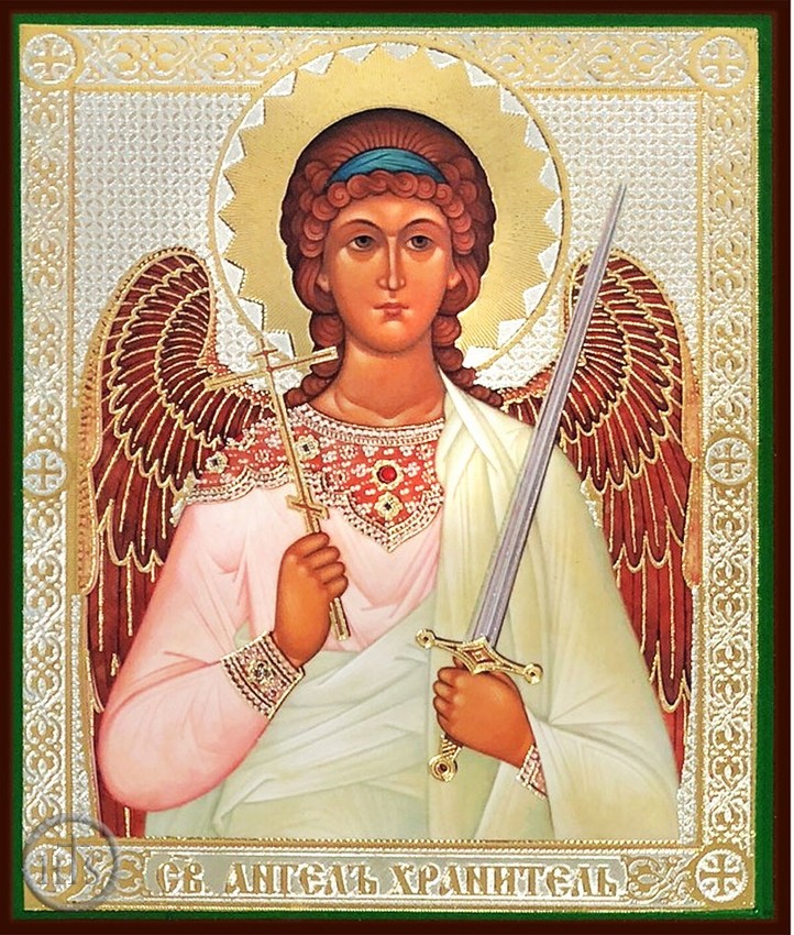 HolyTrinityStore Picture - Guardian Angel, Orthodox Gold Foiled Icon