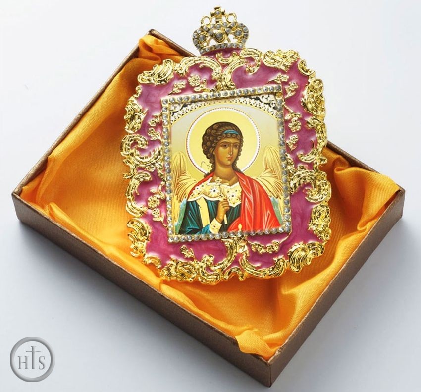 HolyTrinity Pic - Guardian Angel, Square Shaped Ornament Icon, Pink