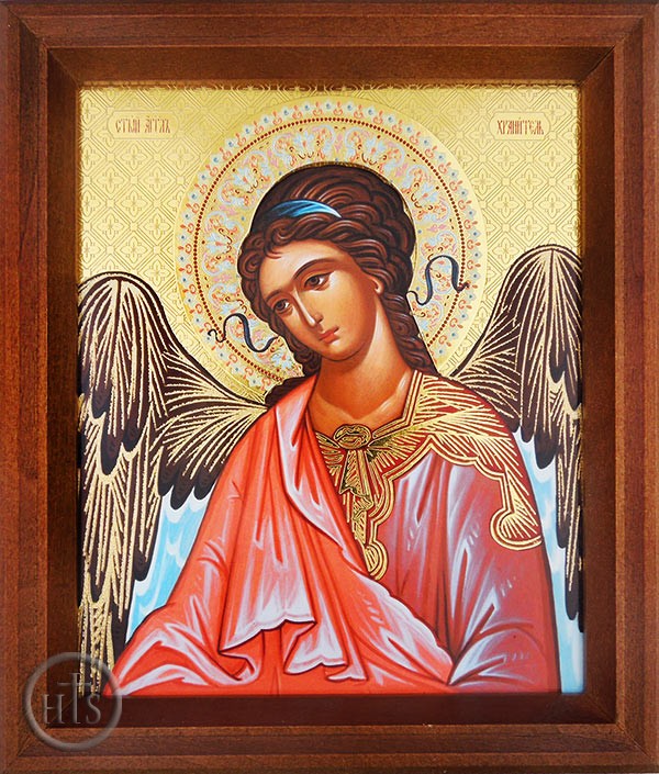 HolyTrinity Pic - Guardian Angel, Orthodox Icon in Wooden Frame 