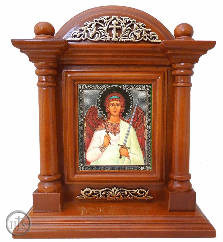 Product Picture - Guardian Angel, Kiot  Icon  in Wood Shrine with Glass