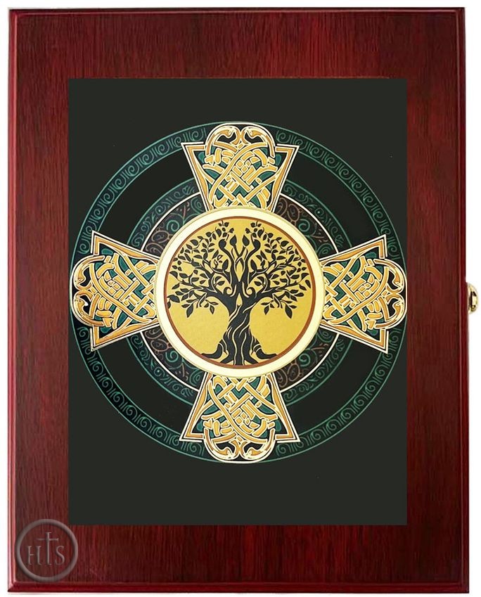 Product Pic - Celtic Cross Tree of Life, Wall Hanging Sacred Framed Icon Box