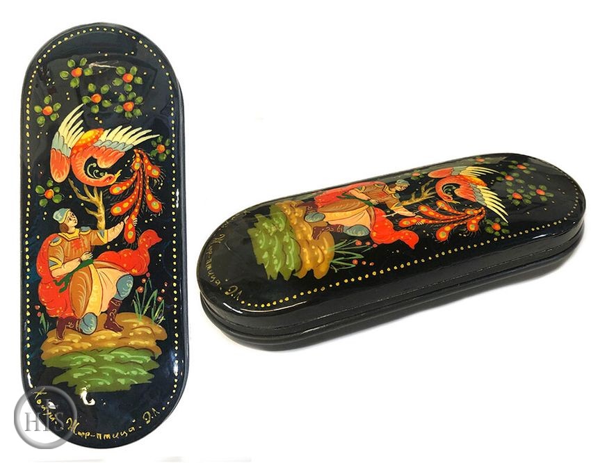 HolyTrinityStore Picture - Hard Eyeglass Case Box with Palekh Hand Painting