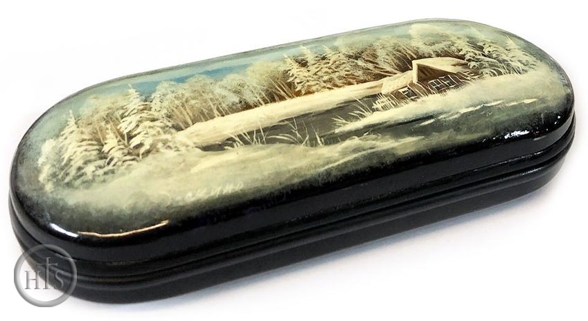 HolyTrinity Pic - Hard Eyeglass Case Box with Fedoskino Hand Painting