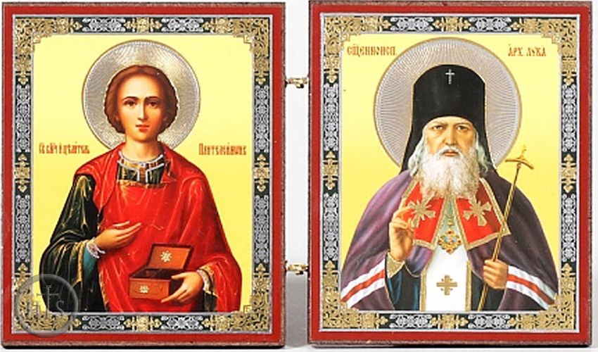 Image - St. Panteleimon and St. Luka, Healers, Orthodox Mini Diptych