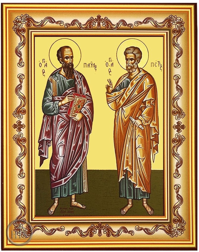 Product Pic - Holy Apostles Peter And Paul, Byzantine Greek Orthodox Icon in Frame 